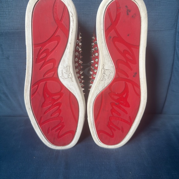 Christian Louboutin Red and Denim Spikes - Picture 7 of 10